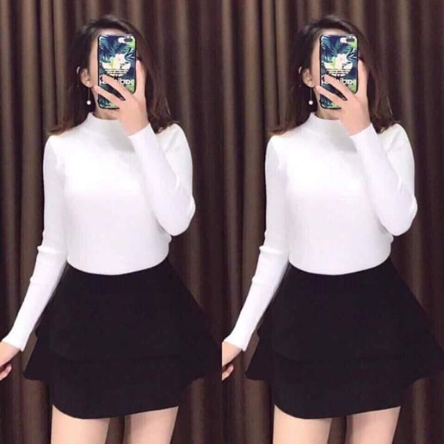 Áo thun tay dài cổ lọ . NoBrandCotton