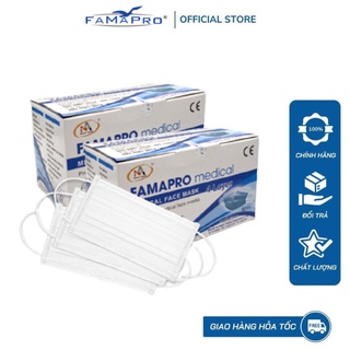 Combo 2 hộp khẩu trang y tế 4 lớp kháng khuẩn Cô Gái Famapro  50 cái hộp
