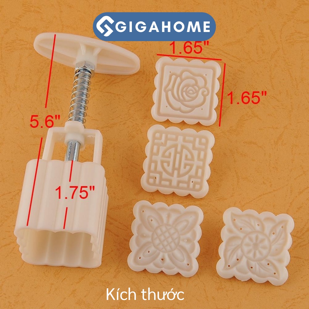 Bộ Khuôn Bánh Trung Thu Mini 50gram GIGAHOME Kèm 4 Mặt Thay Thế 7257