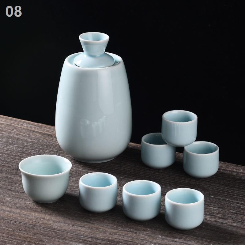 Bình rượu nóng ấm bộ tách gốm vàng hơn trắng ly