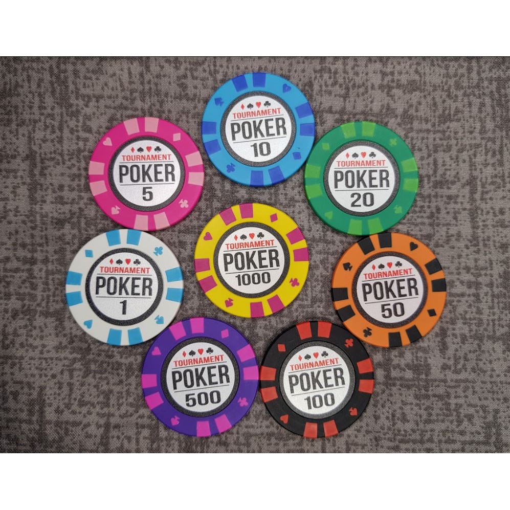 Cọc 5 phỉnh lẻ có số, chip poker lẻ cao cấp TOURNAMENT POKER chất liệu đất nung lõi thép, xèng, xu chơi Poker casino