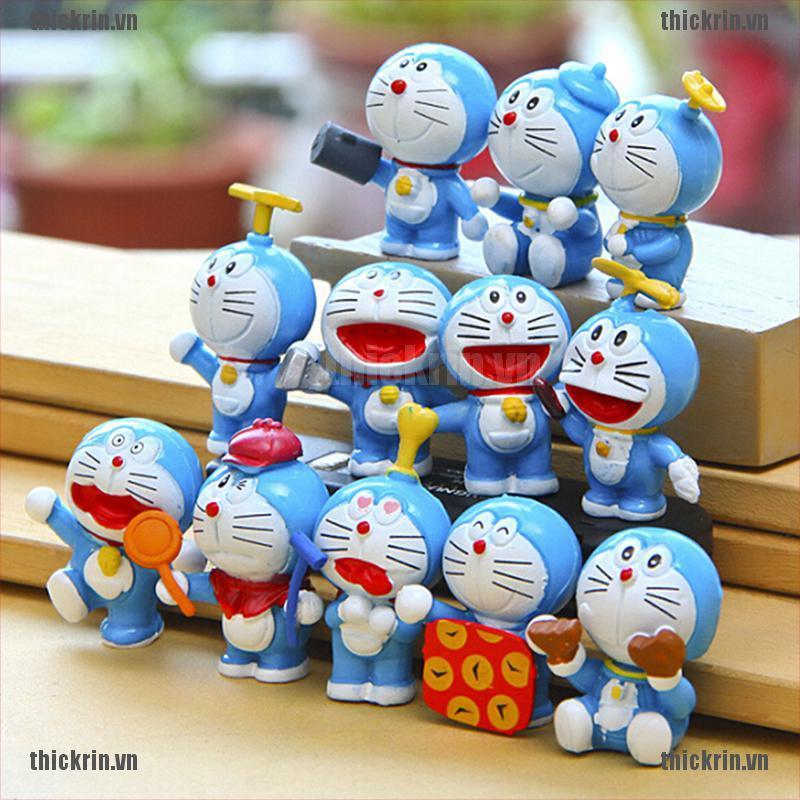 <Hot~new>12Pcs cartoon treasure chest Doraemon action figure toys for kids gift