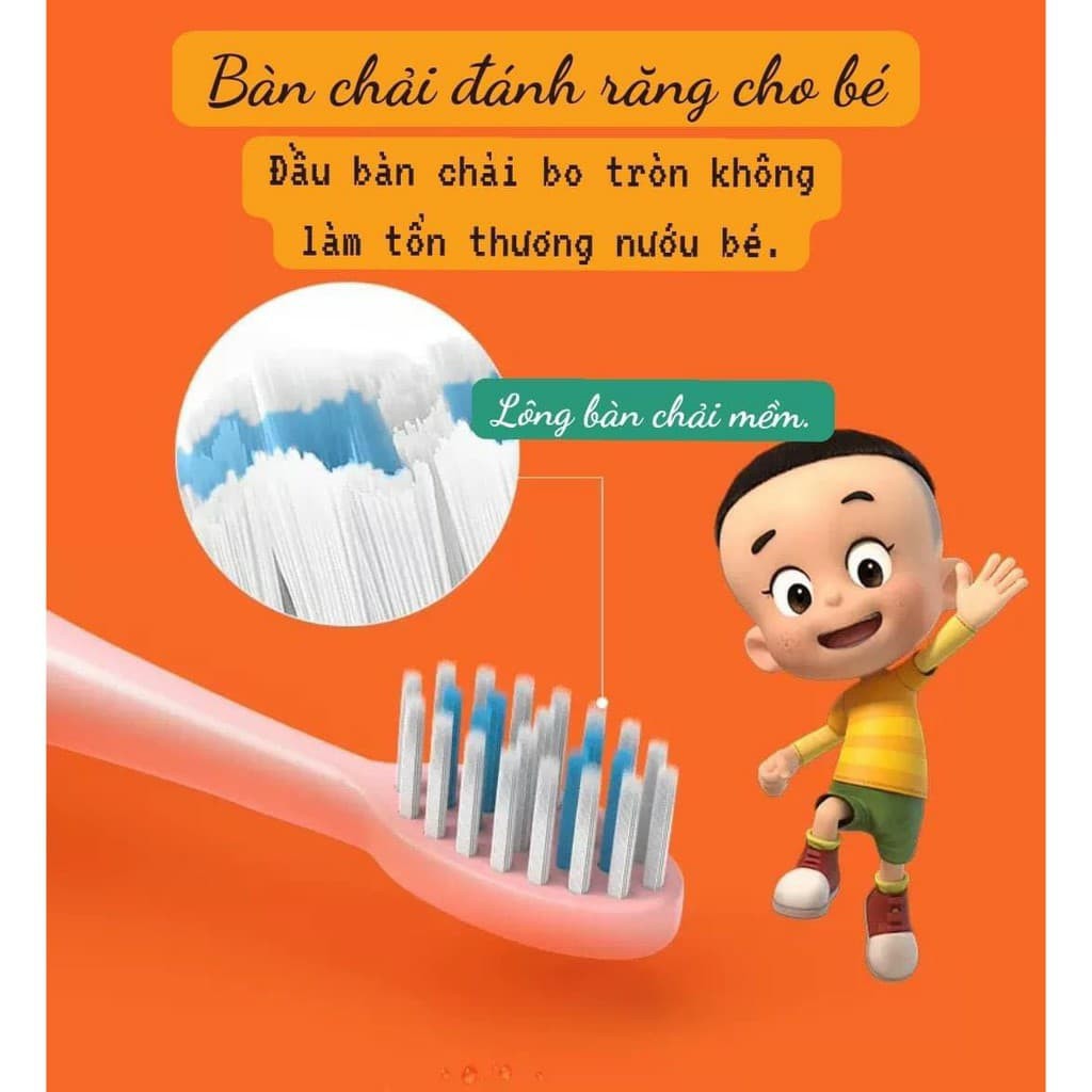 Bàn chải điện trẻ em, tặng thêm 2 đầu chải thay thế, đánh bay mảng bám, chống sâu răng, bàn chải cho bé