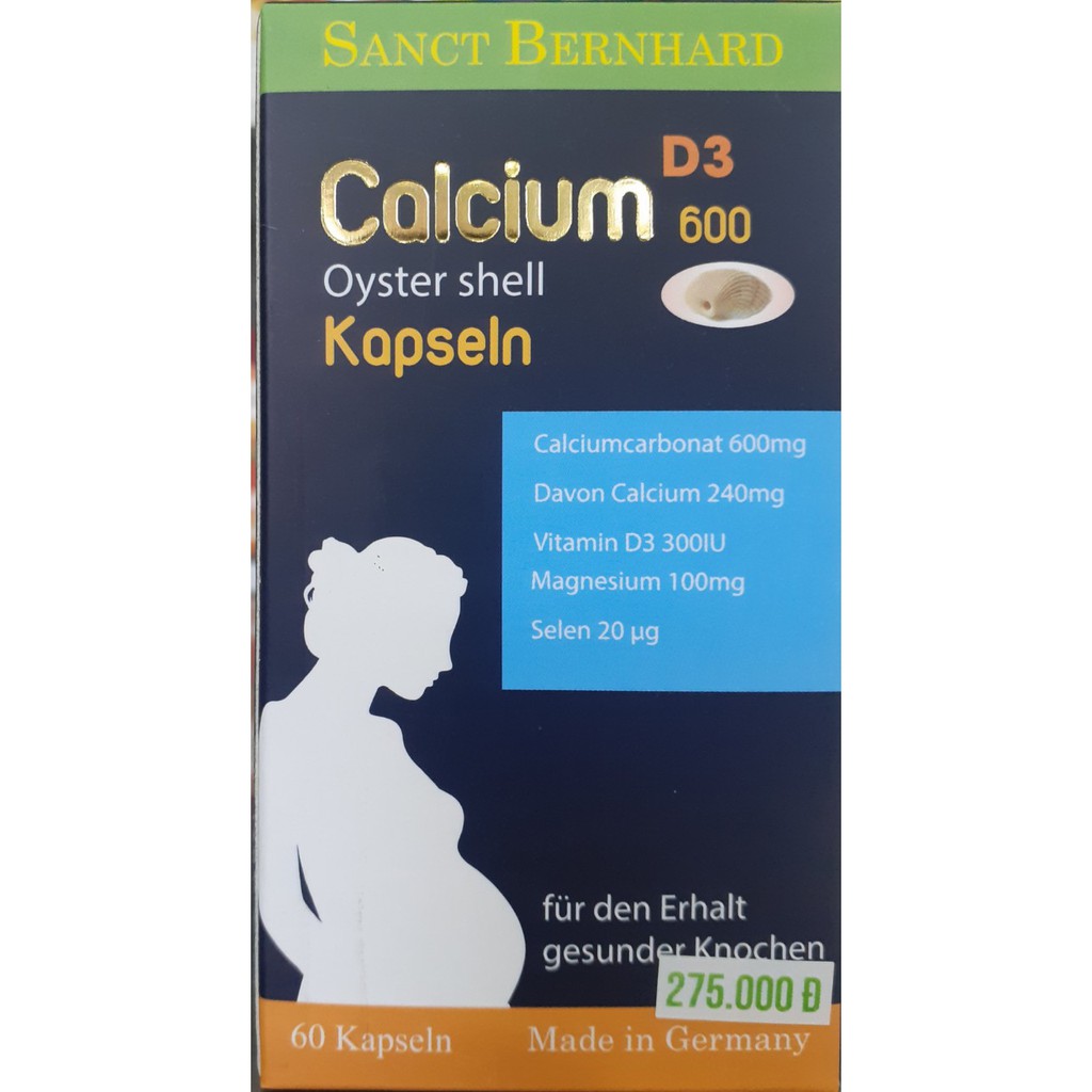 [Chính Hãng] CALCIUM D3 600 Oyster shell Kapseln - Phát Triển Chiều Cao - Giảm Nguy Cơ Loãng Xương