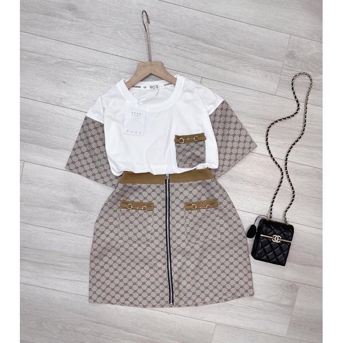 ✔ 𝗙𝗥𝗘𝗘 𝗦𝗛𝗜𝗣 SÉT VÁY GG SIÊU SANG DIỆN LÊN ĐẸP LẮM Ạ  ÁO CHẤT COTTON TÀU Ạ