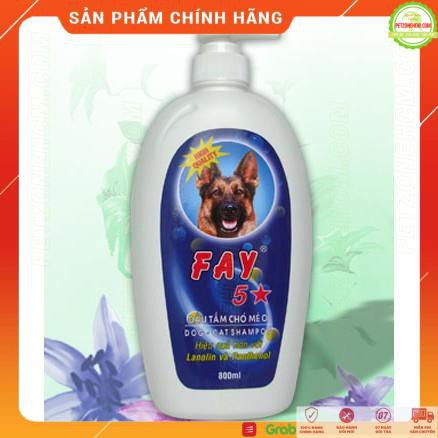 Dầu tắm Fay 5 sao (5 in 1) 300ml và 800 ml cho chó mèo với 5 công dụng xem thông tin sản phẩm