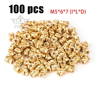 【FUNWD】100PCS Threaded Insert Self-clinching Nut Brass Internal Thread Knurled M5