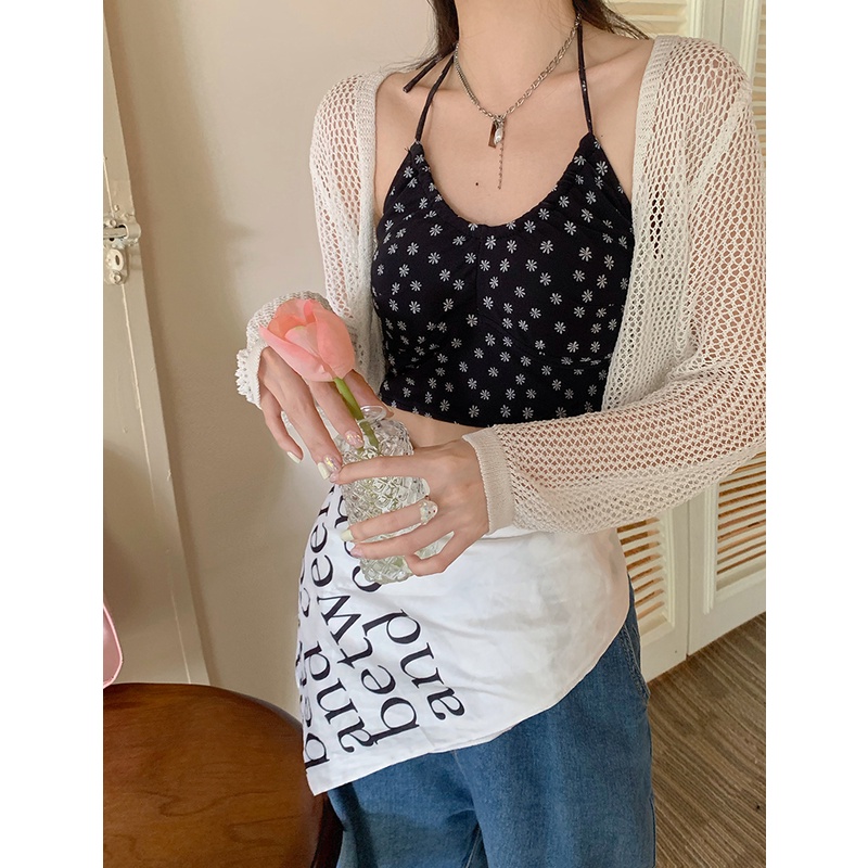 Áo Cổ Yếm Màu Đen/ Áo Khoác HUANG YOYO Phong Cách Hàn Quốc Thời Trang Cho Nữ