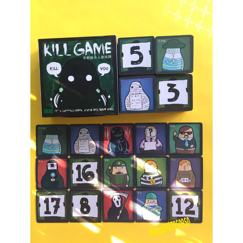 (144 lá) 4 Bộ thẻ bài kill game 36 lá.Thẻ bài ma sói yugi tarot one piece luffy zoro sakura mèo nổ ma sói clow conan