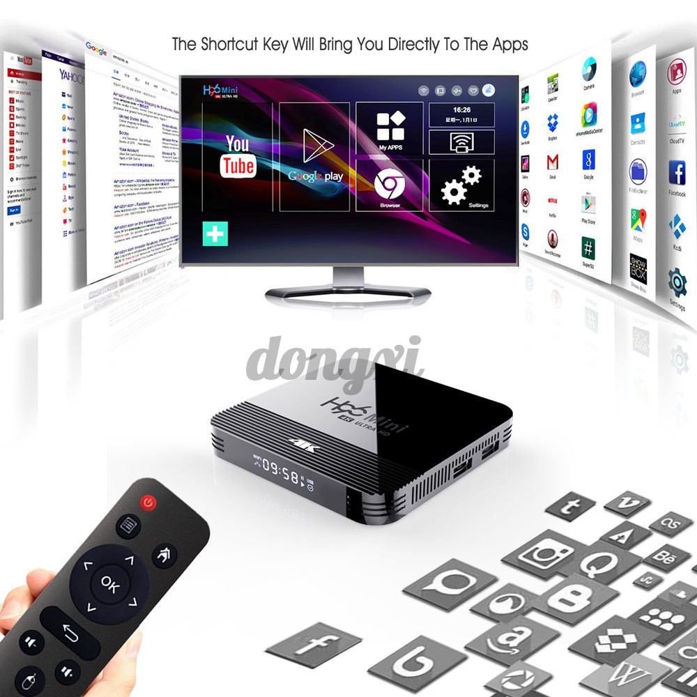 Bộ Tv Box H96 H8 1g + 8g 5g 4.0 Android 9.0 4k Điều Khiển Từ Xa