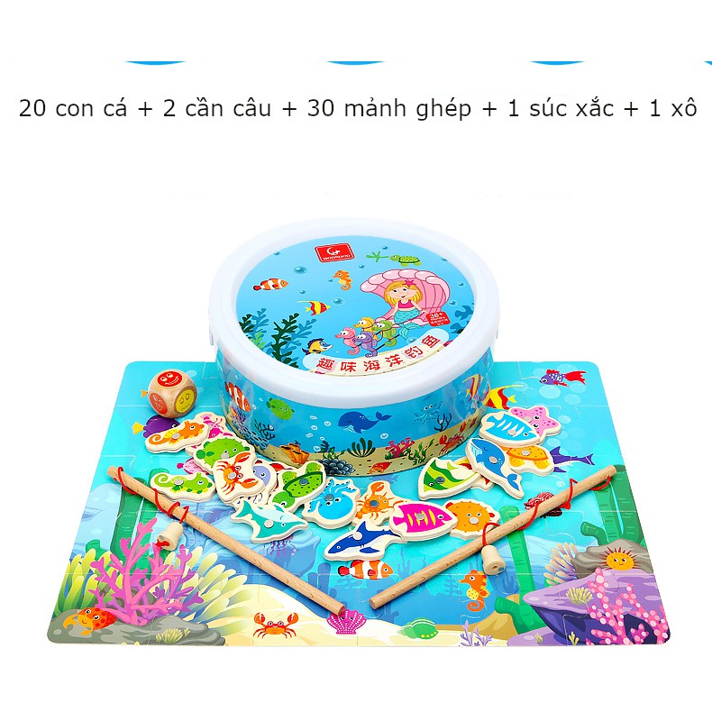 [Mã LIFETOYS1 giảm 30K đơn 99K] Đồ chơi câu cá bằng gỗ cho bé, giáo dục sớm , phù hợp trẻ em 1 - 3 tuổi