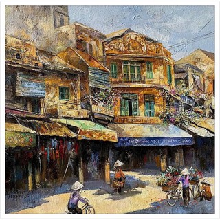 tranh phố tạ hiện kèm khung