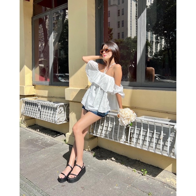 Beachclub-áo Babydoll cổ yếm