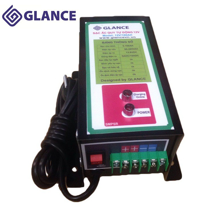 Máy sạc ắc quy Glance 12V-100Ah tự động ngắt nạp thông minh