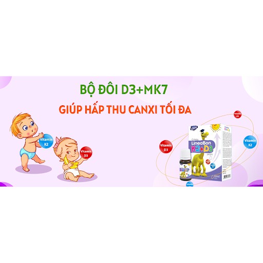 [Kèm Quà Tặng] LineaBon K2+D3 - Bổ sung vitamin K2, D3. Tăng cường hấp thu canxi tối đa (Lọ 10ml)