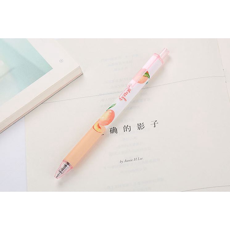 Bút Gel Bấm Quả Đào Mực Đen 0,5mm Dễ Thương H164