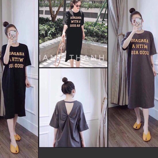 Váy suông chữ túi eo có size xoắn lưng dáng dài chất đẹp