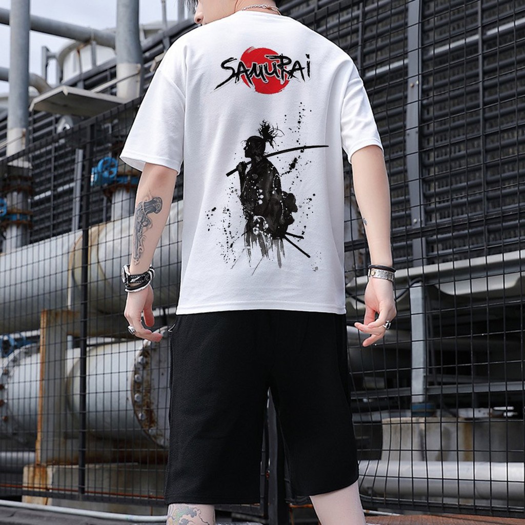 Áo Thun Tay Lỡ In Samurai Cho Nam Nữ Áo Phông Form Rộng Unisex Freesize Dưới 75kg