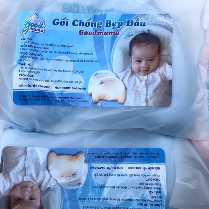 Gối Chống Méo Đầu, Bẹt Đầu Cao Su Goodmama Cho Bé Từ 0-6 Tháng Tuổi Chất Liệu Sợi Tre