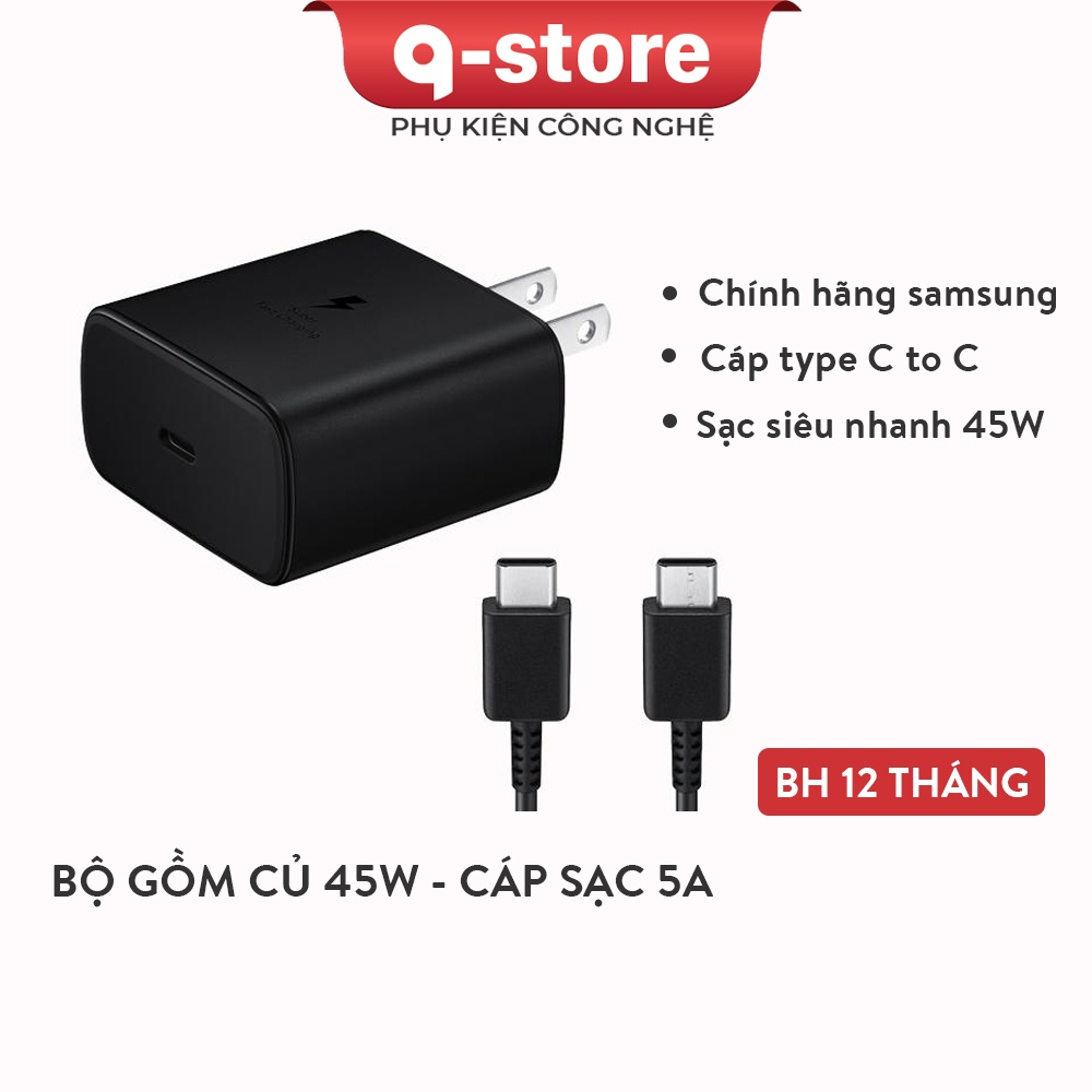 Bộ sạc samsung 45W, Cáp sạc 5A to, Sạc nhanh chuẩn PD, PSS cho điện thoại