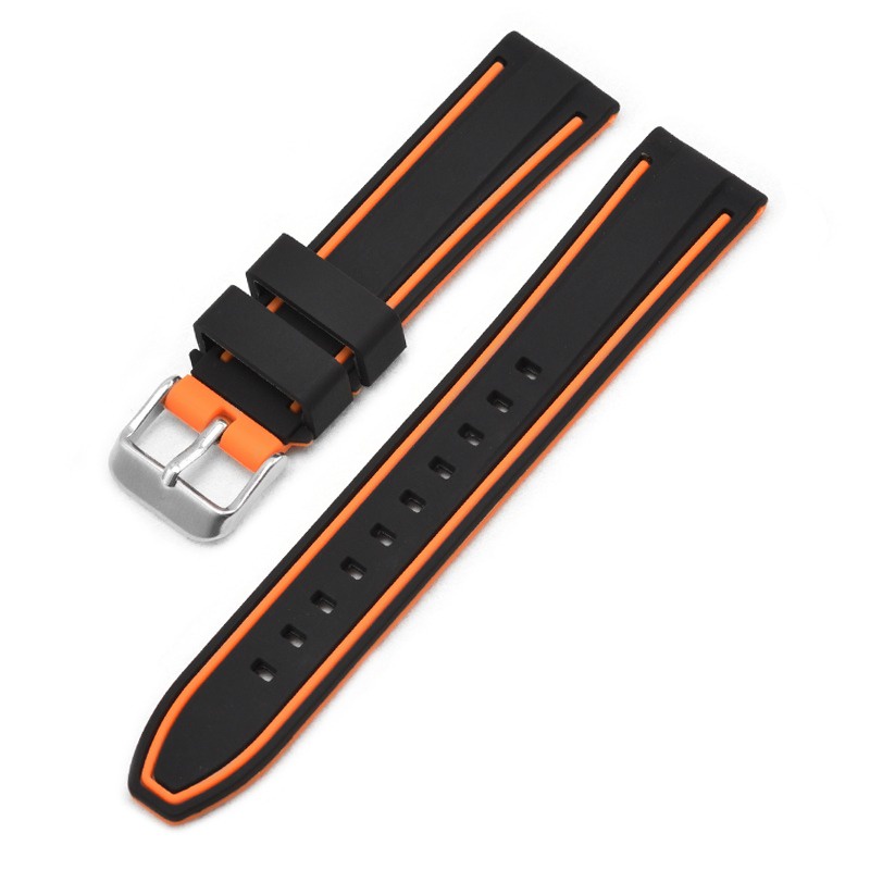 Dây Đeo Đồng Hồ Bằng Silicone Cho Nam Và Nữ 20|22|Khóa Lò Xo Inox Hai Màu 24mm Tháo Gỡ Nhanh Chuyên Dụng
