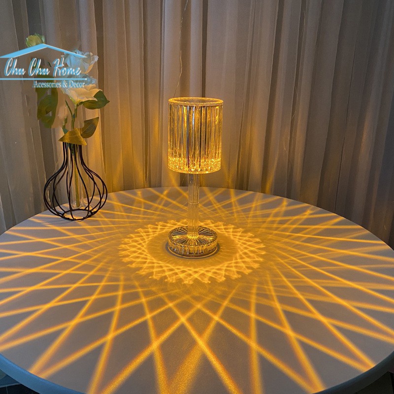 Đèn màu pha lê cảm ứng, đèn ngủ kim cương LED, đèn ngủ acrylic trang trí nhà