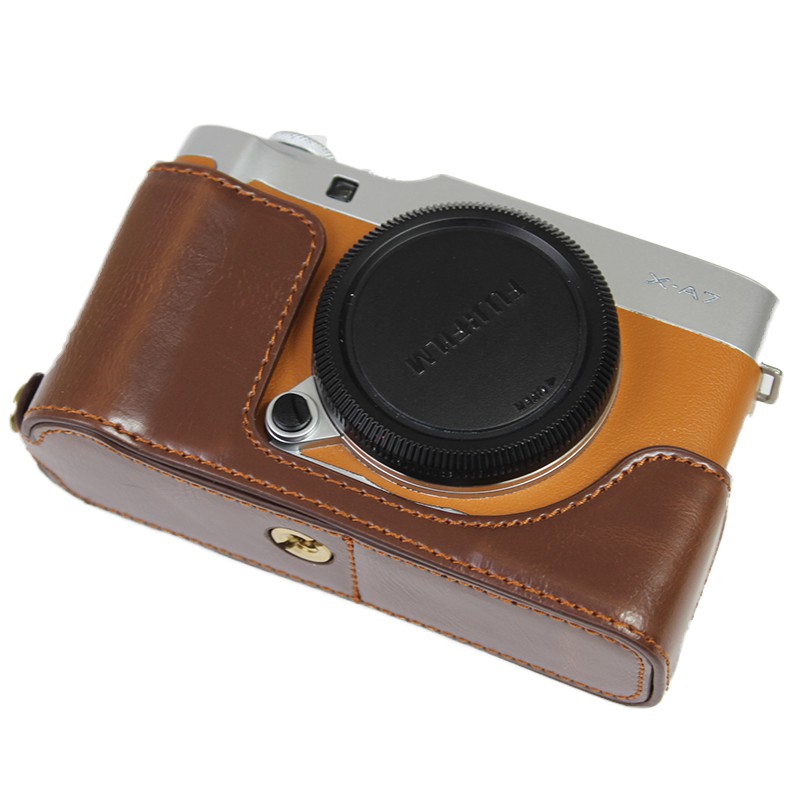 Đế bảo vệ máy ảnh bằng da PU che nửa thân dưới cho FujiFilm X-A7 XA7