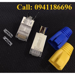 (Gồm 1 hạt bấm+chụp mạng) Đầu nối mạng Cat6A STP chống nhiễu đầu bấm lẻ chiếc