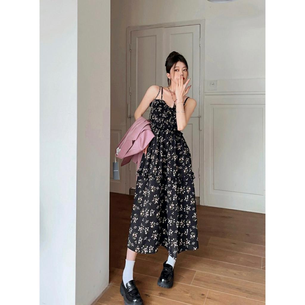 Cocory vn Đầm Hai Dây Họa Tiết Hoa Phong Cách Hàn Quốc Thời Trang Mùa Hè Cho Nữ