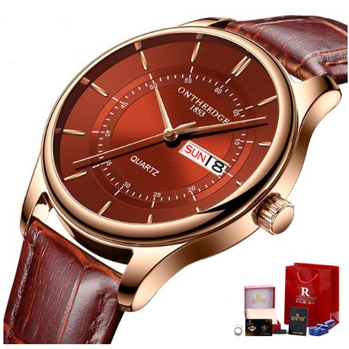 Đồng hồ nam Ontheedge dây da RZY029 fullbox (kèm 2 pin) | BigBuy360 - bigbuy360.vn