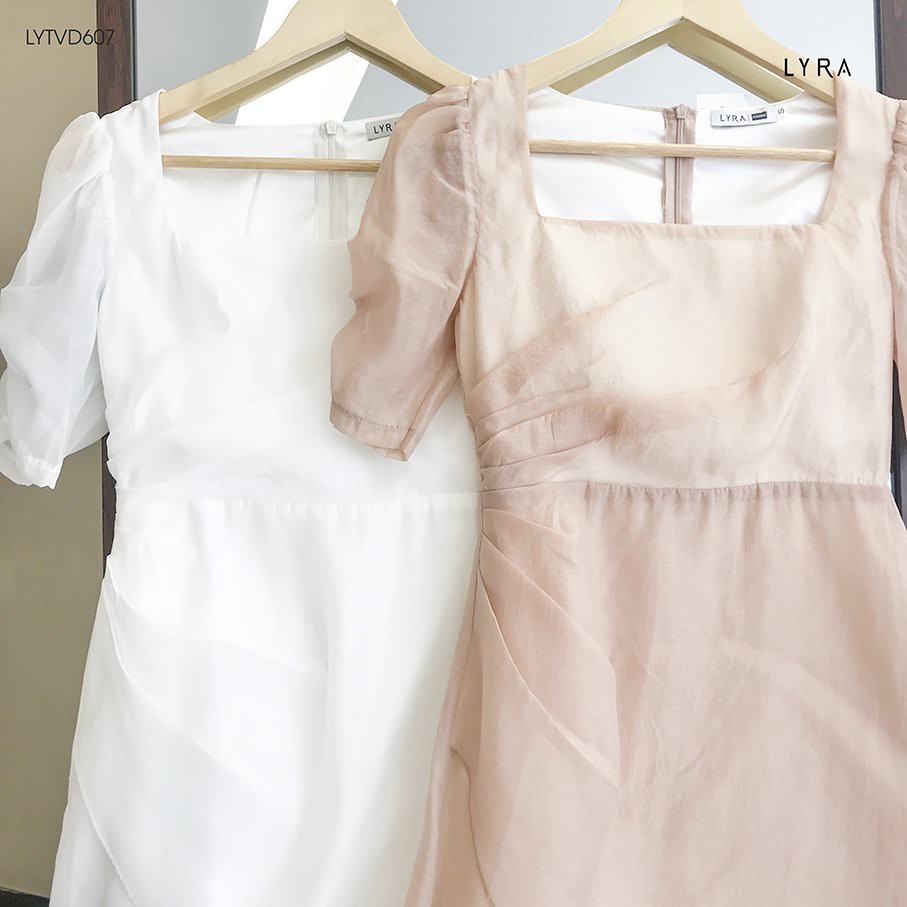 Váy tơ nữ thiết kế by LYRA, vải tơ cao cấp cổ vuông cách điệu nữ tính, thanh lịch-LYTVD607 | BigBuy360 - bigbuy360.vn