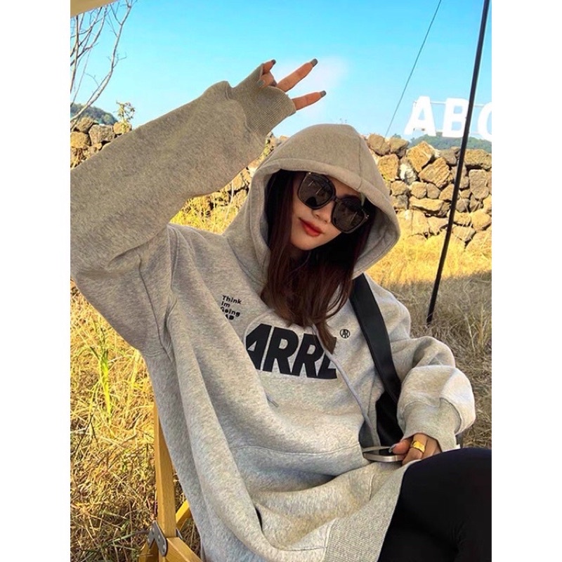 Áo Hoodie Nỉ Ngoại Xám Arrl JOLIE Unisex  Hoodies form rộng tay bồng mũ 2 lớp kiểu dáng basic nam nữ mặc đẹp