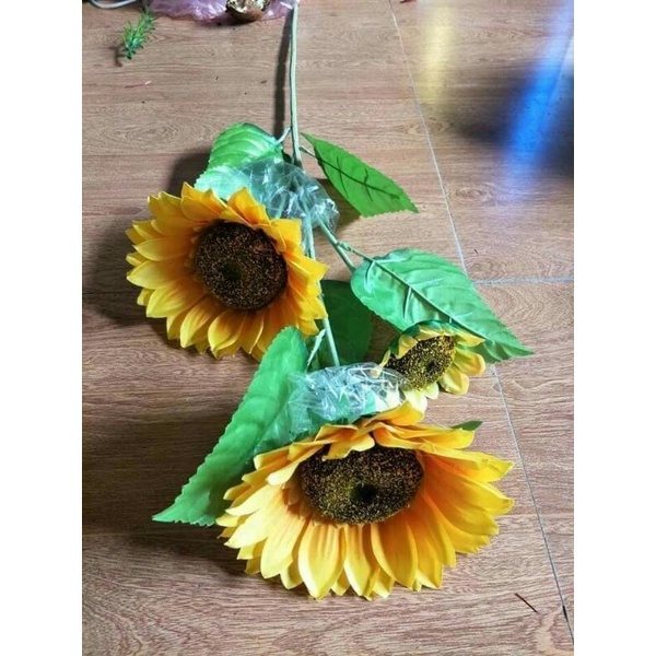 Hoa Hướng Dương Giả bông 15cm Hoa Lụa Cao cấp Trang Trí Nhà Decor