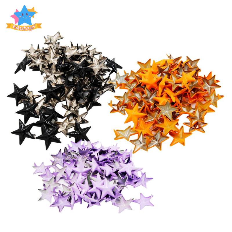 Set 50 Đinh Tán Hình Ngôi Sao 15mm Bằng Hợp Kim Dùng Để Trang Trí Quần Áo / Túi Xách