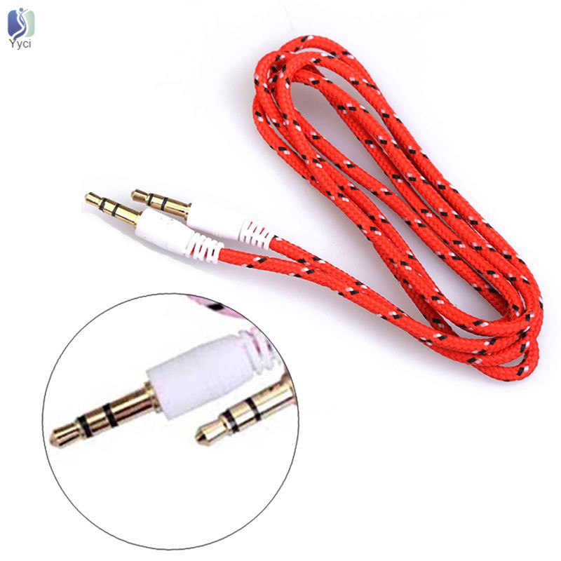 Dây cáp âm thanh sợi bện Male sang Male giắc cắm 3.5mm cho iPhone MP3 MP4