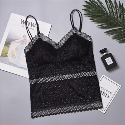 [Mã FASHIONT4WA2 giảm 10K đơn 50K] Áo ren dáng dài viền đen xinh (có đệm mút) | BigBuy360 - bigbuy360.vn