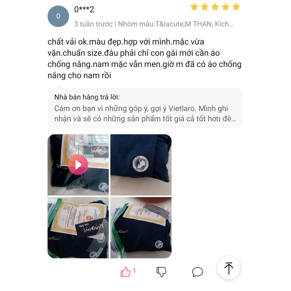 Áo chống nắng nam, áo khoác chống nắng nam kháng khuẩn khử mùi thơm mát Vietlaro | BigBuy360 - bigbuy360.vn