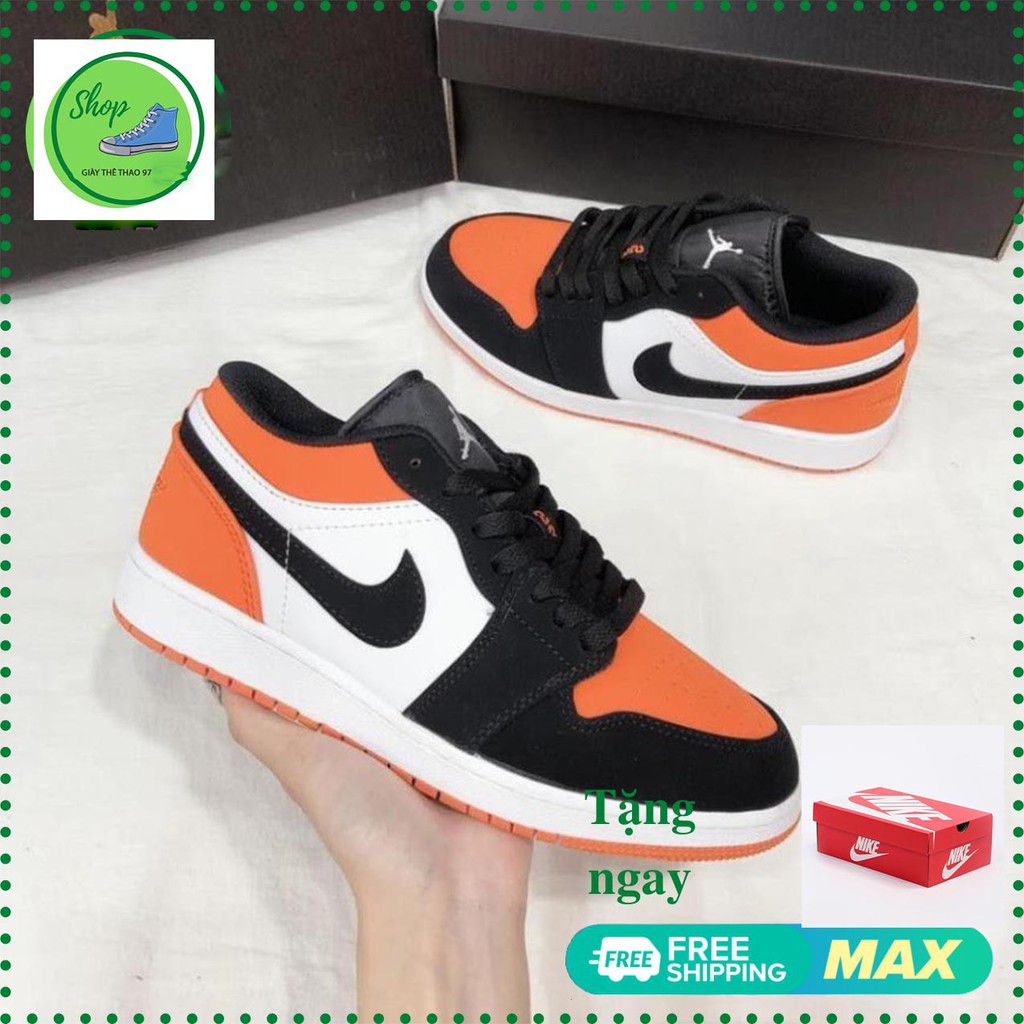 Giày thể thao nam nữ jordan, jd1  paris trắng cam cổ thấp thời trang full box bill