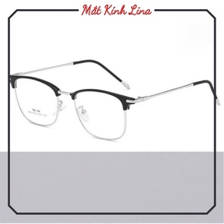 Gọng kính cận nam nữ Linaeyewear mắt vuông bo tròn kim loại thanh mảnh thời trang 2713 - Lắp tròng cận theo độ cận
