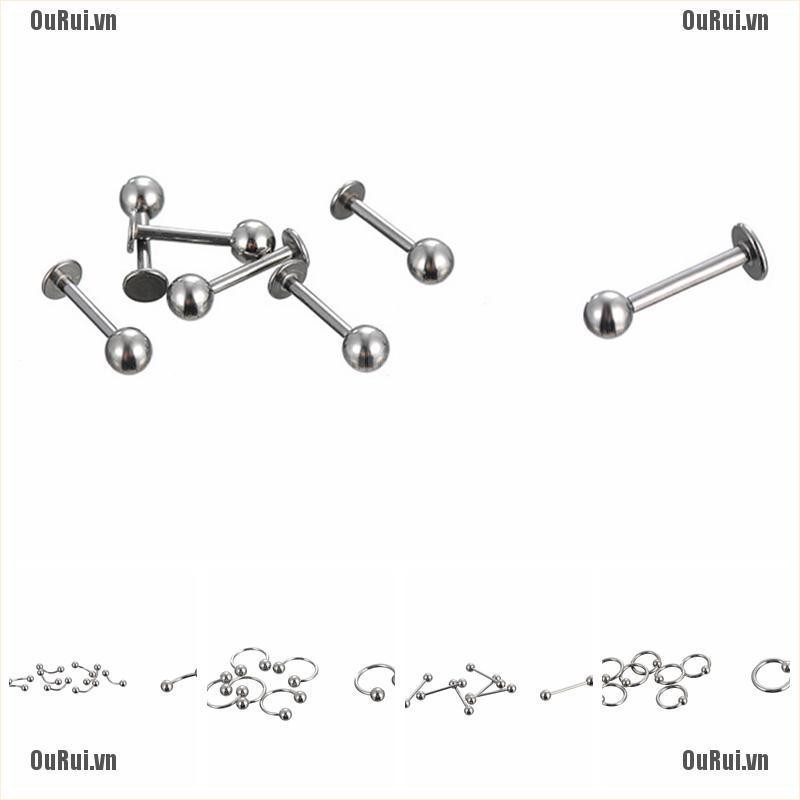 Bộ 10 Khuyên Xỏ Bằng Thép Không Gỉ Cá Tính Thời Trang