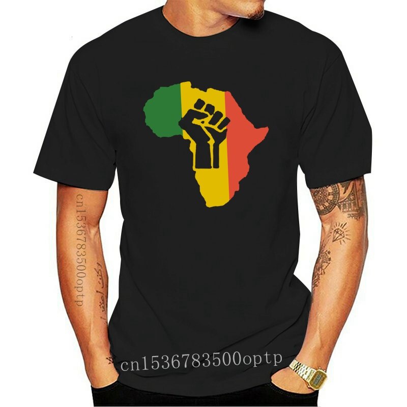 MỚI Áo thun trắng in chữ Africa Power Rasta Reggae màu đen S đến 3 thời trang cho nam