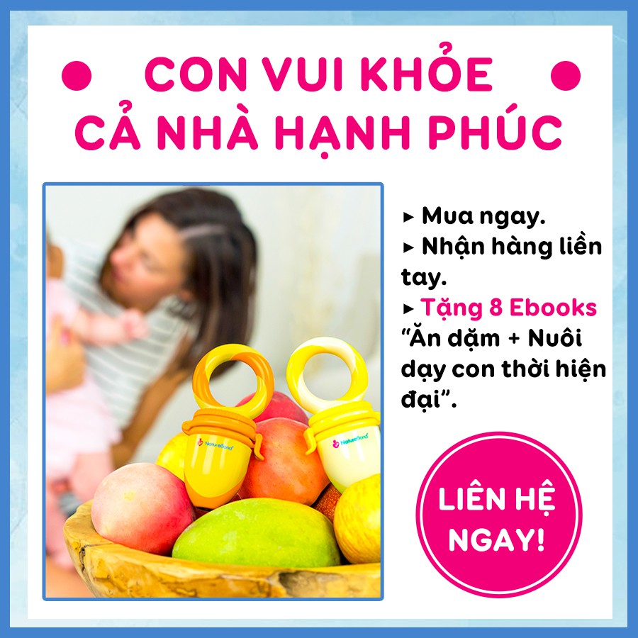 Túi Nhai Ăn Dặm Cho Bé Chính Hãng Kích Thích Ngon Miệng Độc Quyền NatureBond FDA Hoa Kỳ Chống Hóc 6 Núm (3 Sizes)