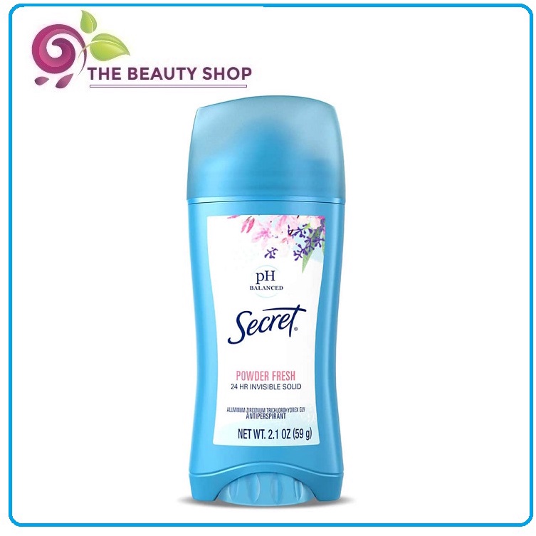 [Mẫu mới] Sáp Lăn Khử Mùi Nữ Hương Phấn Secret Powder Fresh 24Hr Invisible Solid PH Balanced 59g (Hương Phấn -Sáp Trắng)