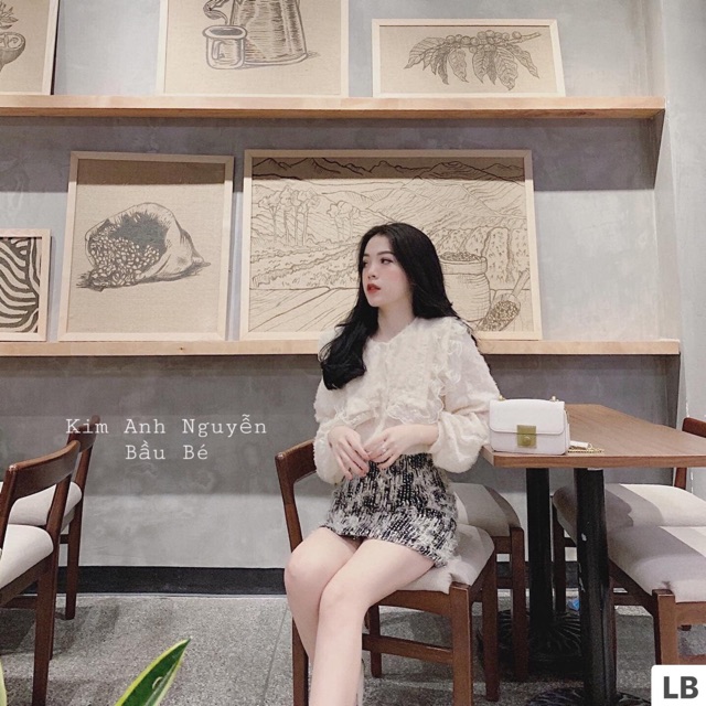 Set áo ren chân váy dạ cc