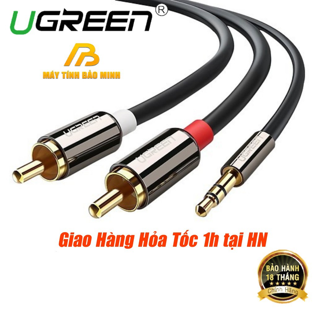 Cáp Audio 3.5mm Ra 2 Đầu Hoa Sen Ugreen 10583 10584 10590 10591 Dài 1.5m 2m 3m 5m chính hãng