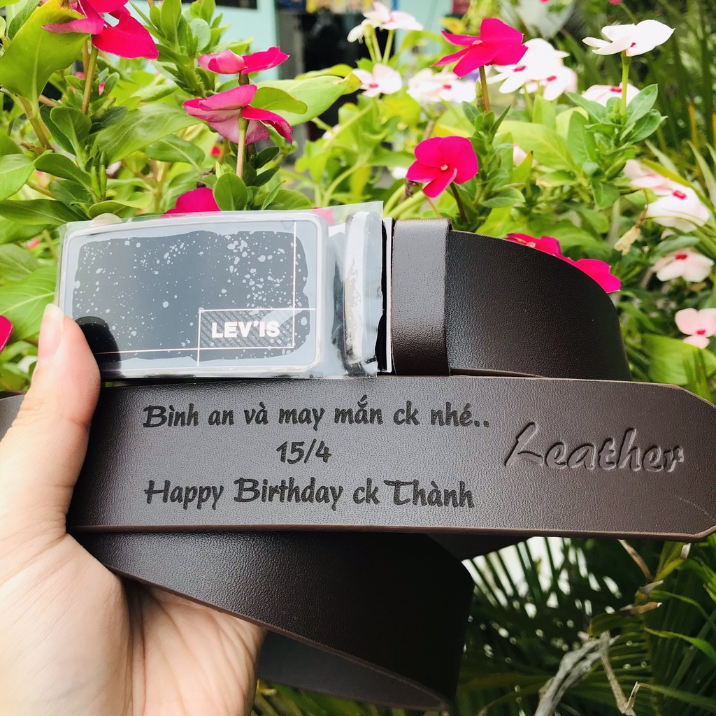 Dây lưng da bò khắc tên hình ảnh theo yêu cầu