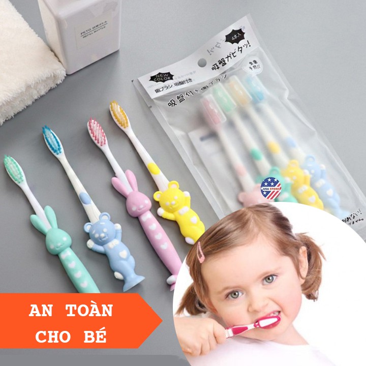 [FREESHIP❤️] SET 4 BÀN CHẢI ĐÁNH RĂNG CHO BÉ, TRẺ EM AN TOÀN