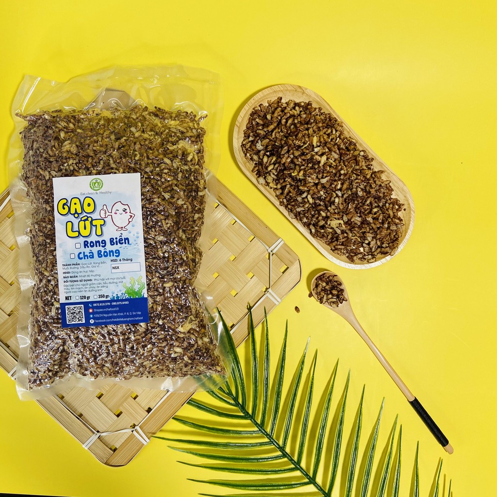 Gạo lứt sấy ăn kiêng hafood, gạo lức sấy rong biển ăn vặt văn phòng
