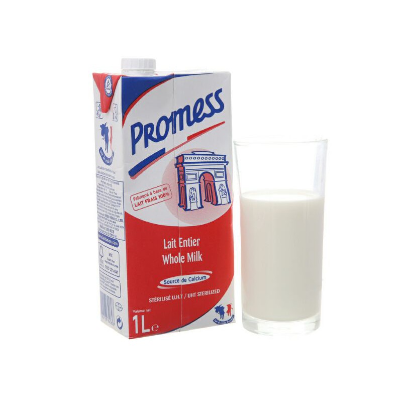 Sữa tươi nguyên kem không đường Promess Whole Milk hộp 1 lít