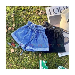 Quần short jean bé gái cá tính chất jean co dãn mềm có dây thắt eo dễ thương, phía sau lưng thun cho bé 7kg đến 43kg